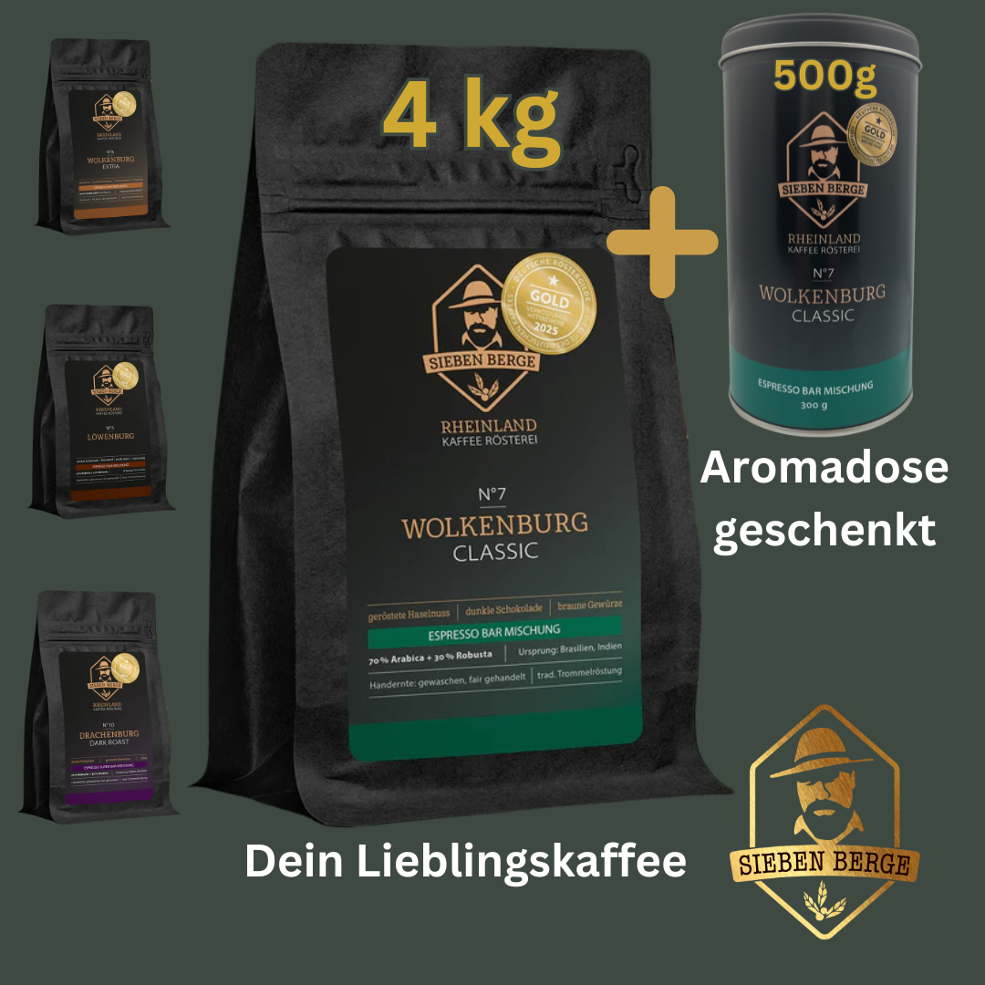 4 kg Lieblingskaffee + 500 g Aromadose (inkl. Füllung) geschenkt