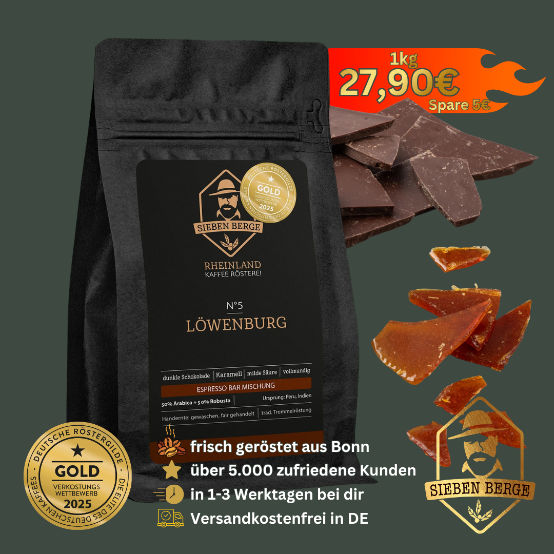 N°5 Löwenburg – Kraftvolle Intensität mit samtiger Crema – Espresso Bar Mischung