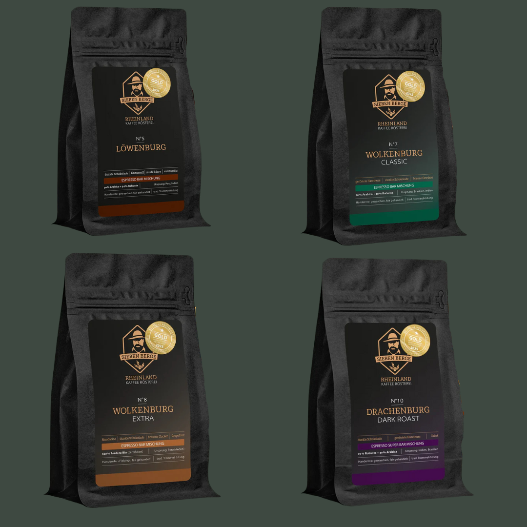 Probierpaket 1x 250g von Deinem Lieblingskaffee (N°5 / N°7 / N°8 / N°10)