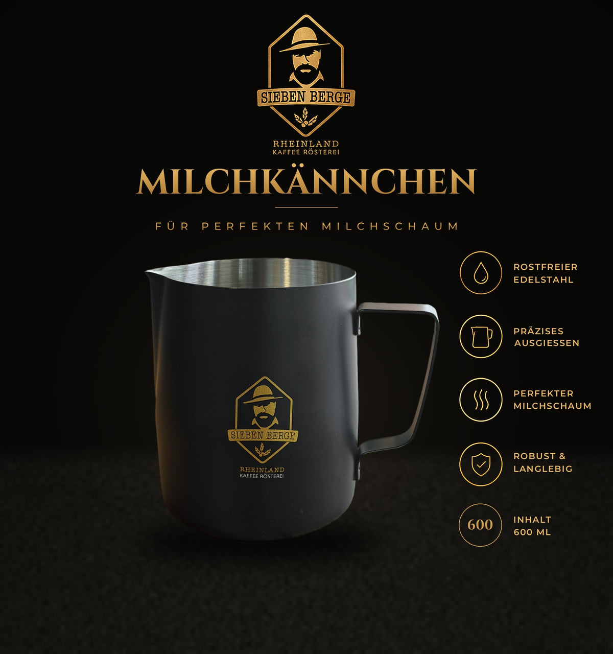 Sieben Berge Milchkännchen Edelstahl 600 ml